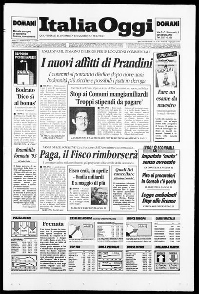 Italia oggi : quotidiano di economia finanza e politica